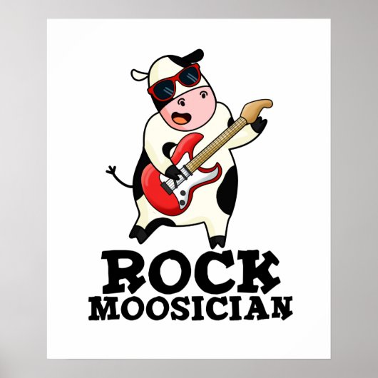 Rock Moosician Funny Koe Musician Pun Poster (Voorkant)