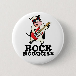 Rock Moosician Funny Koe Musician Pun Ronde Button 5,7 Cm