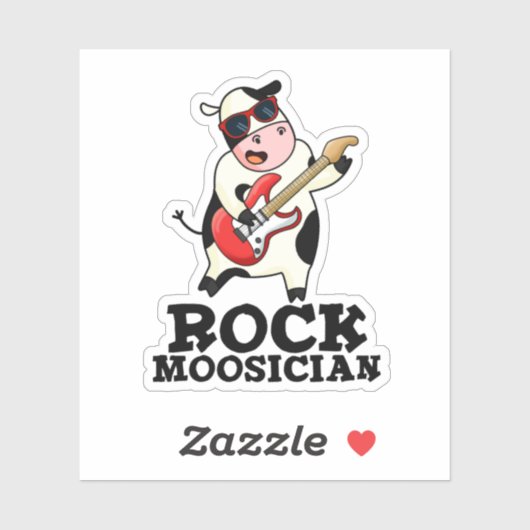 Rock Moosician Funny Koe Musician Pun Sticker (Vel)