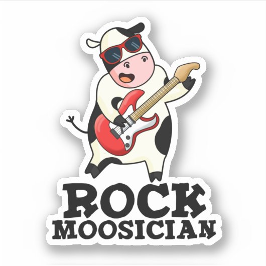 Rock Moosician Funny Koe Musician Pun Sticker (Voorkant)