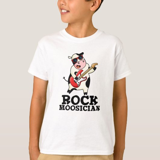 Rock Moosician Funny Koe Musician Pun T-shirt (Voorkant)