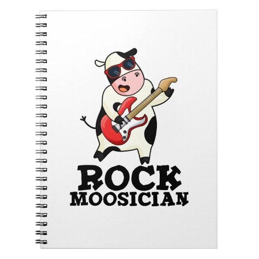 Rock Moosician Grappige Koe Muzikant Stunt  Notitieboek (Voorkant)