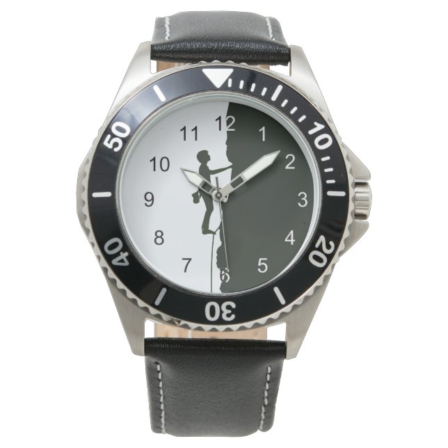 Rock, Mountain Climbing Climber Silhouette Horloge (Voorkant)