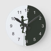 Rock, Mountain Climbing Climber Silhouette Ronde Klok (Voorkant)
