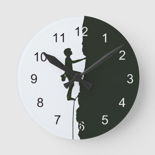 Rock, Mountain Climbing Climber Silhouette Ronde Klok (Voorkant)