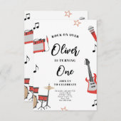 Rock Music Birthday Invitation Guitar and Drums Kaart (Voorkant / Achterkant)