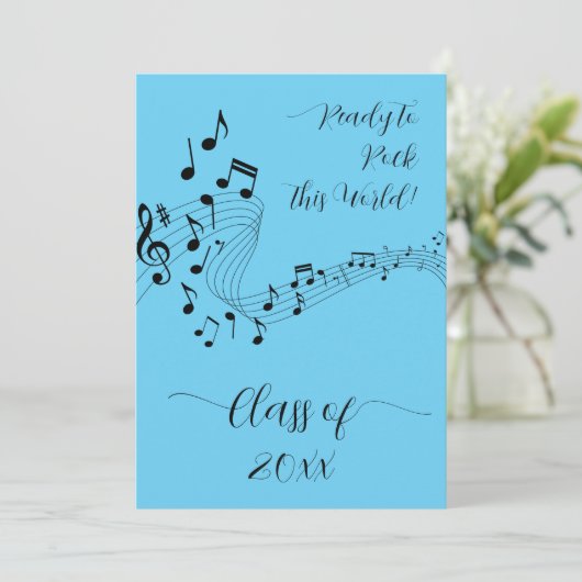Rock Music Black Blue Foto Afstuderen Kaart (Staand voorkant)