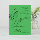 Rock Music Black & Green Foto Afstudeerfeest Kaart (Staand voorkant)