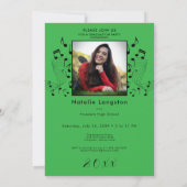 Rock Music Black & Green Foto Afstudeerfeest Kaart (Achterkant)