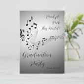 Rock Music Black & White Foto Afstudeerfeest Kaart (Staand voorkant)