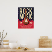 Rock Music Festival Poster – Guitar & Flames Desig (Keuken)
