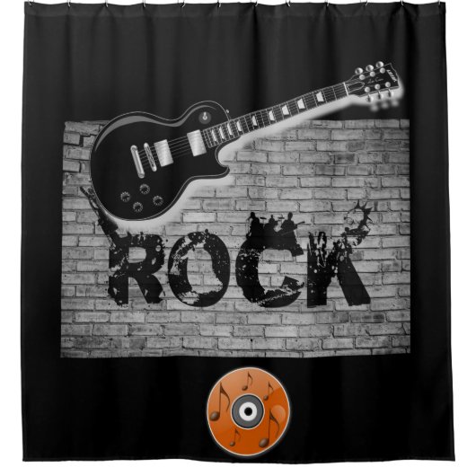 Rock Music guitar black showergordijn Douchegordijn (Voorkant)
