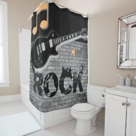 Rock Music guitar black showergordijn Douchegordijn