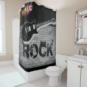 Rock Music guitar black showergordijn Douchegordijn (In situ)