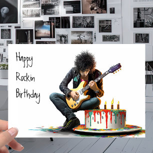 Rock Music Guitarist - Cool Happy Rockin Birthday Kaart