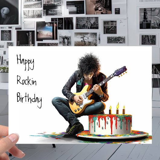 Rock Music Guitarist - Cool Happy Rockin Birthday Kaart