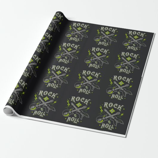 Rock Music Pattern Cadeaupapier (Uitgerold)