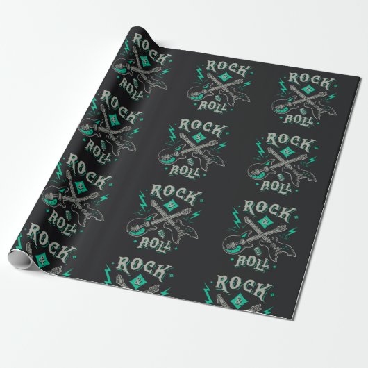 Rock Music Pattern Cadeaupapier (Uitgerold)