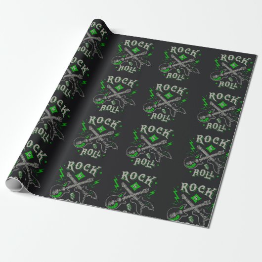 Rock Music Pattern Cadeaupapier (Uitgerold)