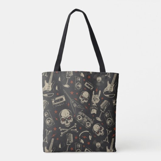 Rock Music Pattern Tote Bag (Achterkant)