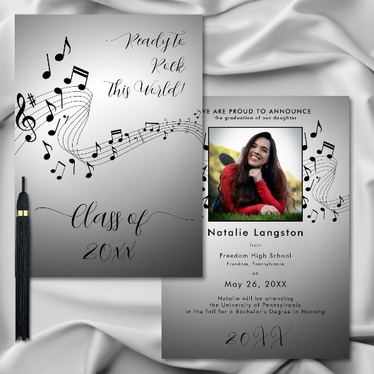 Rock Music Zwart Wit Foto Afstuderen Aankondiging