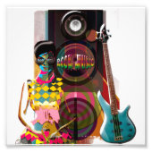 Rock Muziek illustraties met gitaar & Speaker Foto Afdruk (Voorkant)