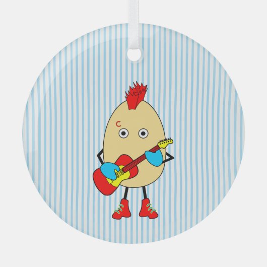 Rock muzikant Egghead Glas Ornament (Voorkant)