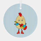 Rock muzikant Egghead Glas Ornament (Achterkant)
