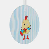 Rock muzikant Egghead Glas Ornament (Voorkant Rechts)