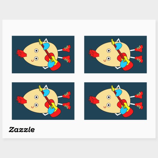 Rock muzikant Egghead Rechthoekige Sticker (Vel)