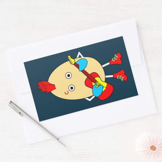 Rock muzikant Egghead Rechthoekige Sticker (Envelop)