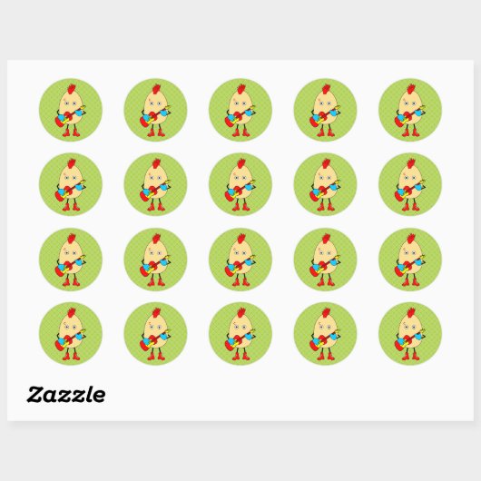 Rock muzikant Egghead Ronde Sticker (Vel)