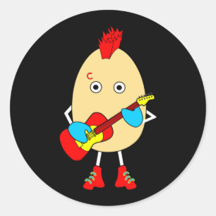 Rock muzikant Egghead Ronde Sticker