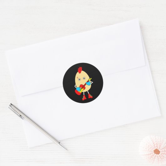 Rock muzikant Egghead Ronde Sticker (Envelop)