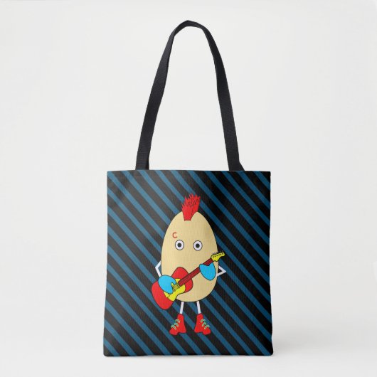 Rock muzikant Egghead Tote Bag (Voorkant)