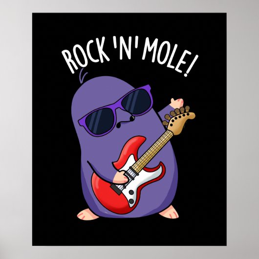 Rock N Mol Grappig Dierlijke Pun Donker BG Poster (Voorkant)