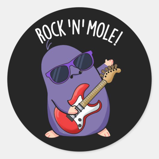 Rock N Mol Grappig Dierlijke Pun Donker BG Ronde Sticker (Voorkant)