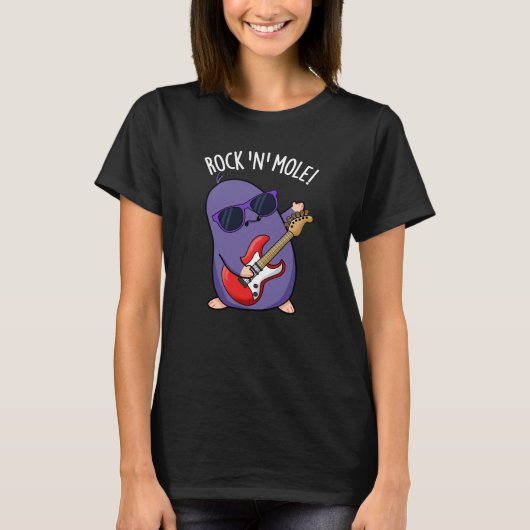Rock N Mol Grappig Dierlijke Pun Donker BG T-shirt (Voorkant)