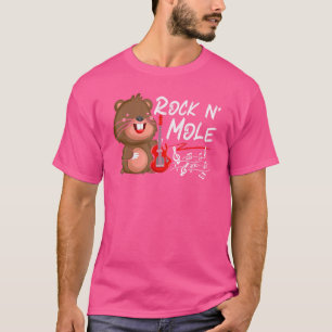Rock N' Mole Rocker Mole Mammal Animal Pun Rock An T-shirt