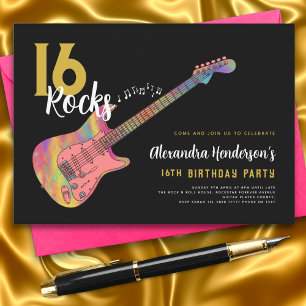 Rock-'n-Roll 16e verjaardagsfeestje Kaart