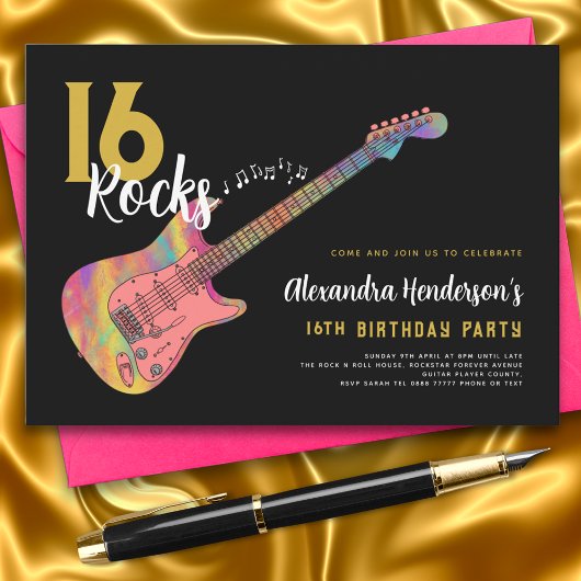 Rock-'n-Roll 16e verjaardagsfeestje Kaart