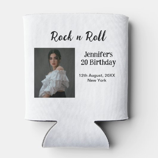 Rock n Roll 20e verjaardag meisje foto elegante mo Blikjeskoeler (Achterkant)
