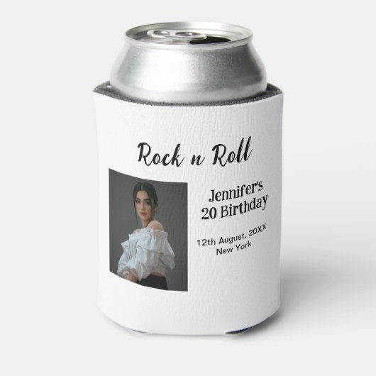 Rock n Roll 20e verjaardag meisje foto elegante mo Blikjeskoeler (Blikje Achterkant)