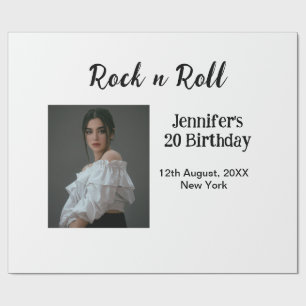 Rock n Roll 20e verjaardag meisje foto elegante mo Cadeaupapier