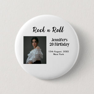 Rock n Roll 20e verjaardag meisje foto elegante mo Ronde Button 5,7 Cm