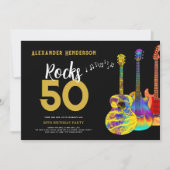 Rock-'n-roll 50ste verjaardagsfeestje kaart (Voorkant)