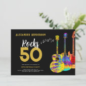 Rock-'n-roll 50ste verjaardagsfeestje kaart (Staand voorkant)