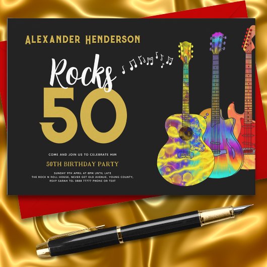 Rock-'n-roll 50ste verjaardagsfeestje kaart