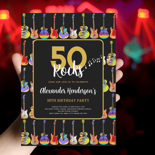 Rock n Roll 50ste verjaardagsfeestje Kaart