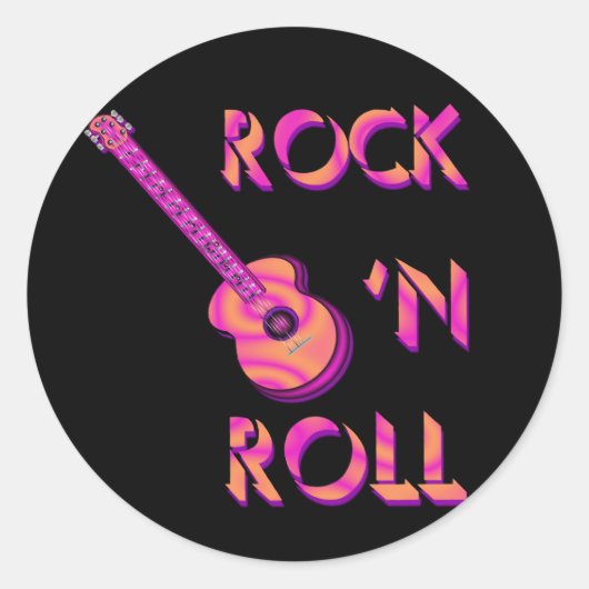 Rock 'n Roll Akoestische Gitaar Sticker (Voorkant)